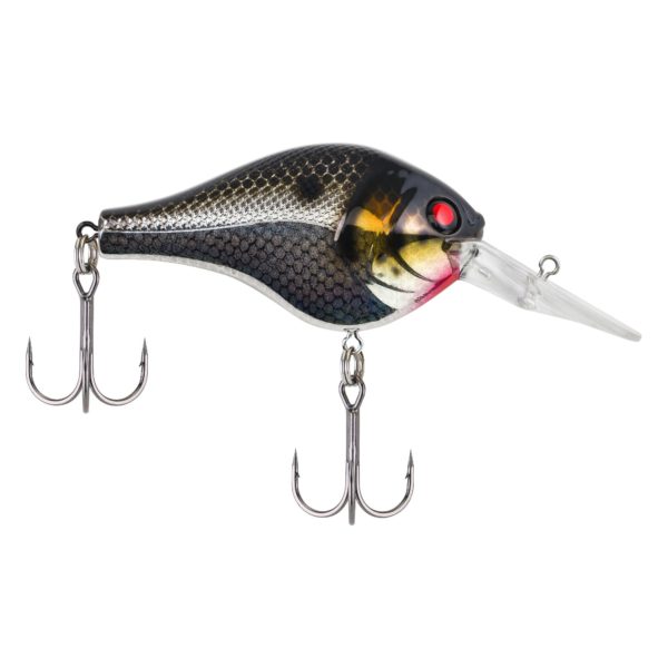 Digger Hard Bait – 2 1-2″ Length, 7′-9′ Swimming Depth, 2 Hooks, Black Silver, Per 1