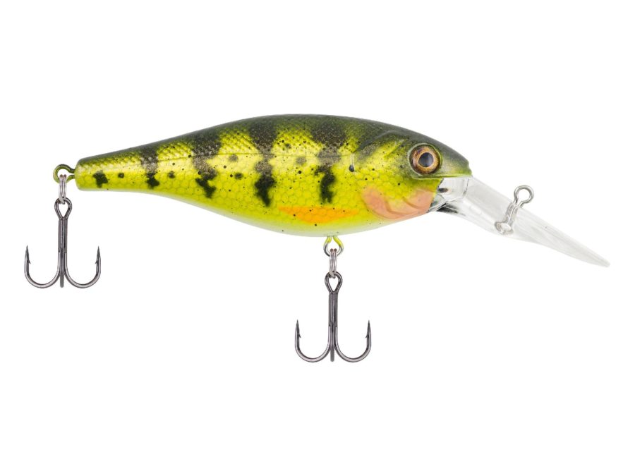 Bad Shad Hard Bait – 2″ Length, 5-7′ Swimming Depth, 2 Hooks, Yellow Perch, Per 1