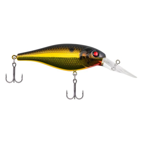 Bad Shad Hard Bait – 2 3-4″ Length, 6-9′ Swimming Depth, 2 Hooks, Black Gold, Per 1