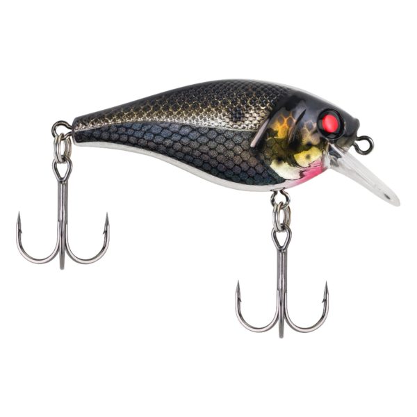 SquareBull Hard Bait – 2 3-8″ Length, 3′-6′ Swimming Depth, 2 Hooks, Black Silver, Per 1