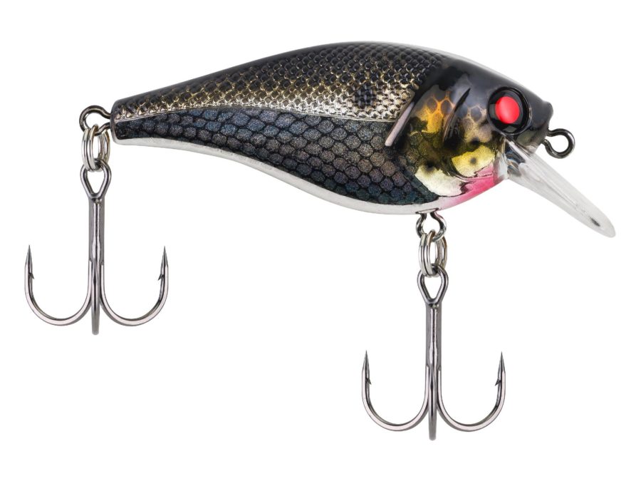 SquareBull Hard Bait – 2 3-8″ Length, 3′-6′ Swimming Depth, 2 Hooks, Black Silver, Per 1