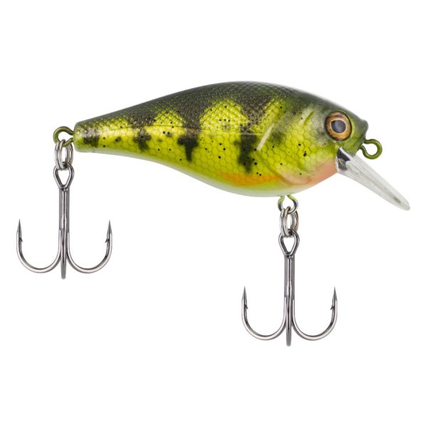 SquareBull Hard Bait – 2 3-8″ Length, 3′-6′ Swimming Depth, 2 Hooks, Yellow Perch, Per 1
