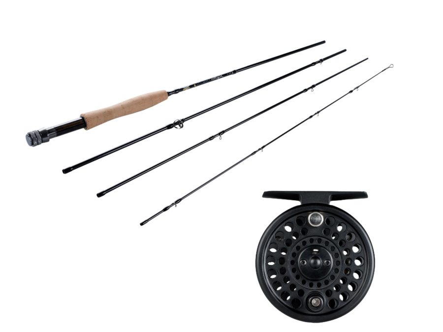 NightHawk Fly Kit – 7-8 Reel Size, 1.1:1 Gear Ratio, 9’6″ Length, 4 Piece Rod, 8wt Line Rating