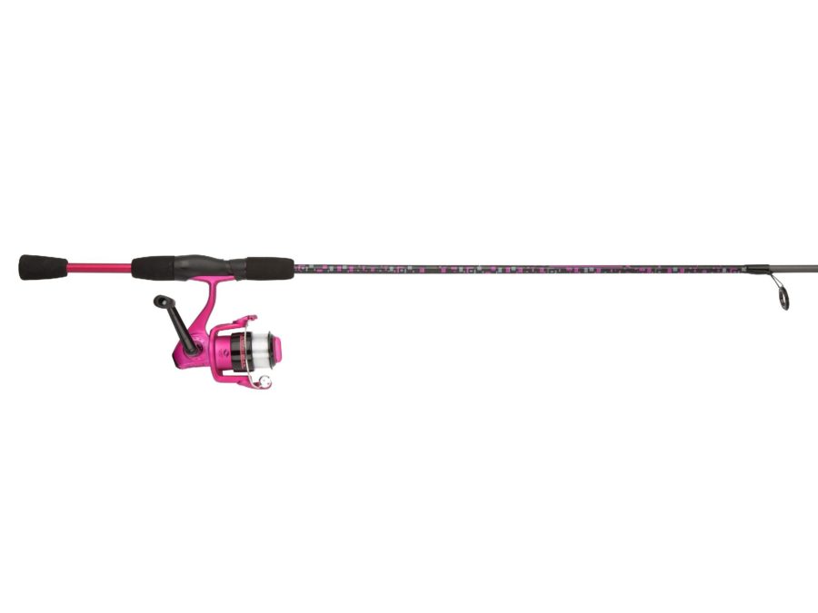 Amphibian Spinning Combo – 30, 1 Bearings, 5’6″ Length, 2 Piece Rod, Medium, Pink, Ambidextrous