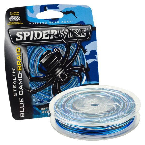 Stealth Braid Superline Line Spool – 200 Yards, 0.020″ Diameter, 100 lbs Breaking Strength, Blue Camo