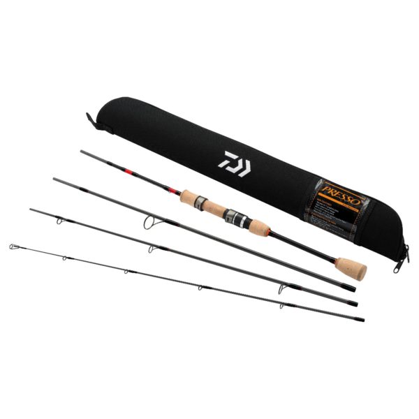 Presso Ultralight Pack Spinning Rod – 7′ Length, 4 Piece Rod, Ultralight Power, Fast Action