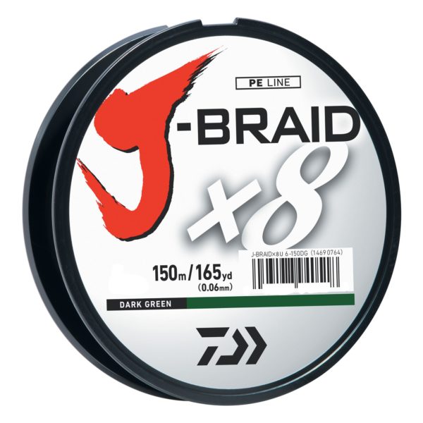 J-Braid Braided Line – 10 lbs Tested, 165 Yards-150m Filler Spool, Dark Green