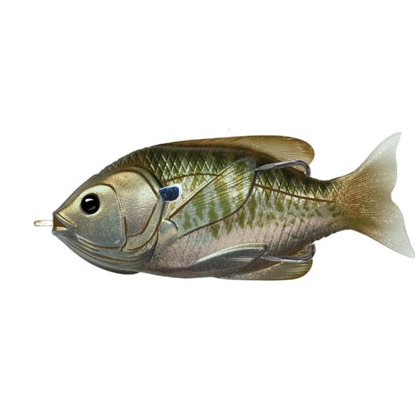 Sunfish Hollow Body – Freshwater, 3 1-2″, #4-0 Hook. Topwater Depth, Olive-Metallic Bluegill