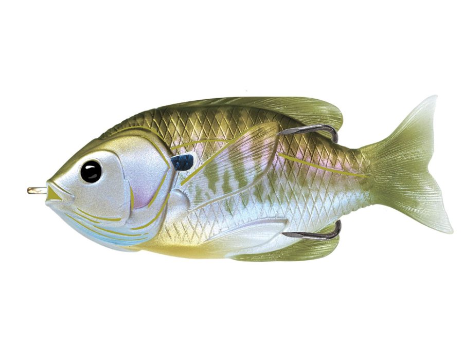 Sunfish Hollow Body – Freshwater, 3 1-2″, #4-0 Hook. Topwater Depth, Natural-Olive Bluegill