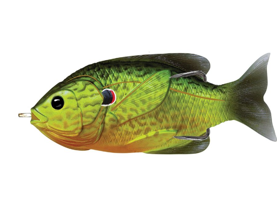 Sunfish Hollow Body – Freshwater, 3 1-2″, #4-0 Hook. Topwater Depth, Florescent Pumpkinseed