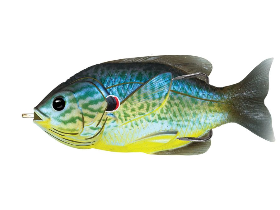 Sunfish Hollow Body – Freshwater, 3 1-2″, #4-0 Hook. Topwater Depth, Blue-Yellow Pumpkinseed