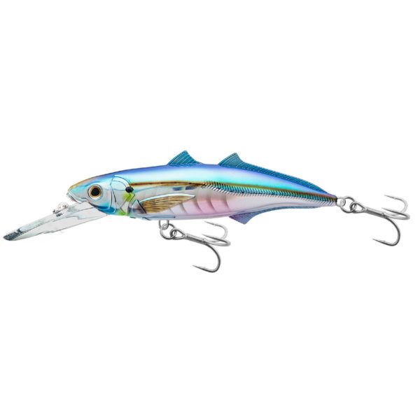Cigar Minow Jerkbait – Saltwater, 6″, #2-0 Hook, 15′-20′ Depth, Pearl-Blue