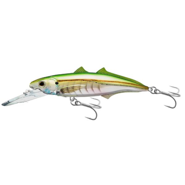 Cigar Minow Jerkbait – Saltwater, 6″, #2-0 Hook, 15′-20′ Depth, Pearl-Green
