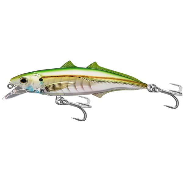 Cigar Minow Jerkbait – Saltwater, 4 1-2″, #1-0 Hook, 2′-4′ Depth, Pearl-Green