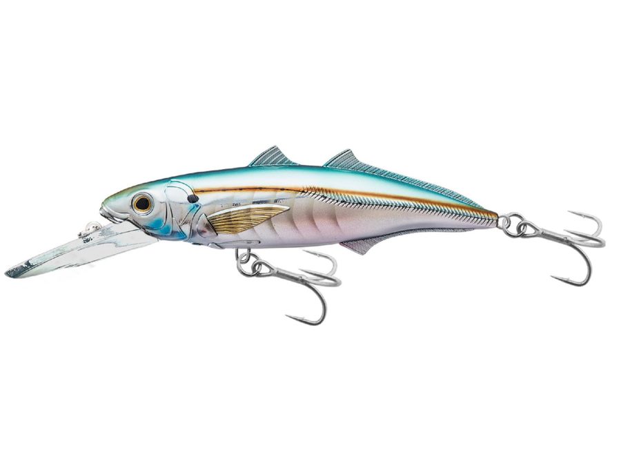 Cigar Minow Jerkbait – Saltwater, 6″, #2-0 Hook, 15′-20′ Depth, Pearl-Aqua