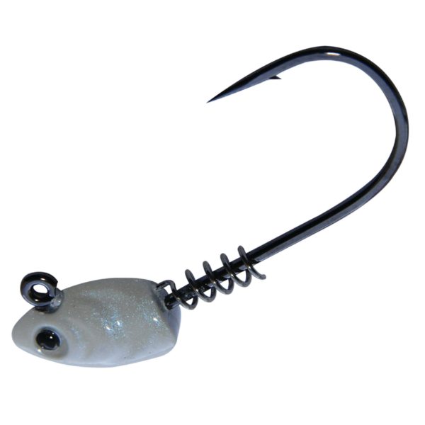 Superline Swim Bait Head Hook – Size 5-0, 3-8 oz, Pearl White, Per 3