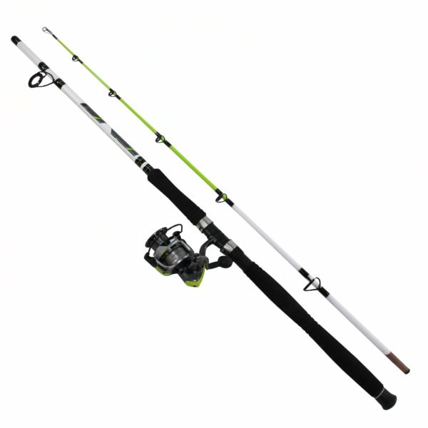 Big Cat XT Spinning Combo – 4.9:1 Gear Ratio, 7′ Length 2pc, 25-50 lb Line Rate, Ambidextrous