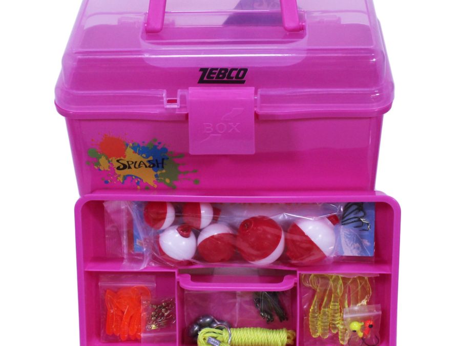 Kids Splash Tackle Box Transparent Lid, 57 Pc Tackle Assortment