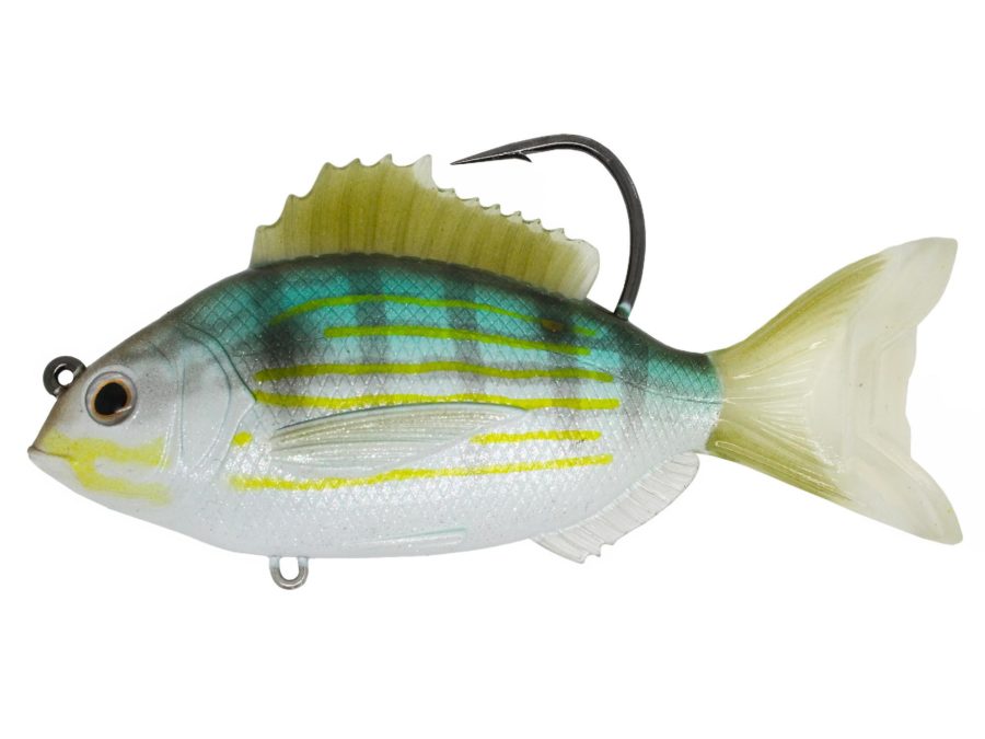 Pinfish Rattlebait – Saltwater, 4″, 7-0, Medium-Slow Sinking, Silver-Green