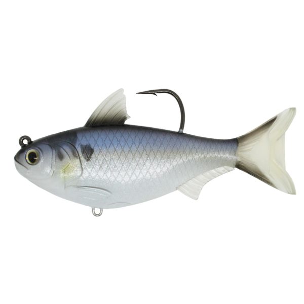 Gizzard Shad – Freshwater, 4 1-2″ 6-0 Hook, Medium-Slow Sinking, White-Blue