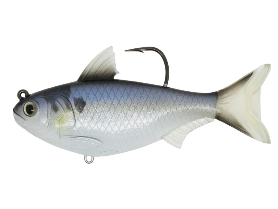 Gizzard Shad – Freshwater, 4 1-2″ 6-0 Hook, Medium-Slow Sinking, White-Blue