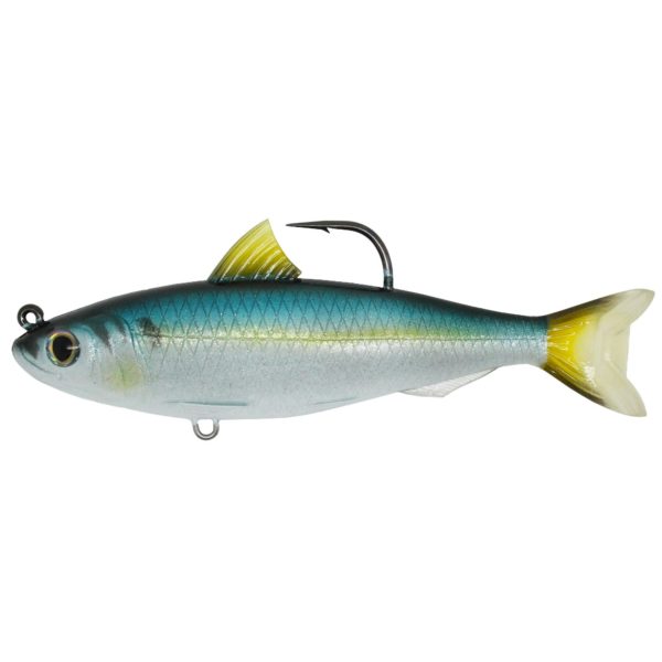 Blueback Herring Jointed Bait Saltwater, 5 12″, 90 Hook, MediumSlow Sinking Speed, BlueBlack