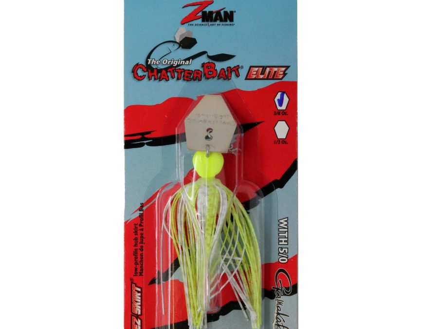 ChatterBait Elite Lures – 3-8 oz Weight, 5-0 Gamakatsu Hook, Chartreuse-White, Per 1