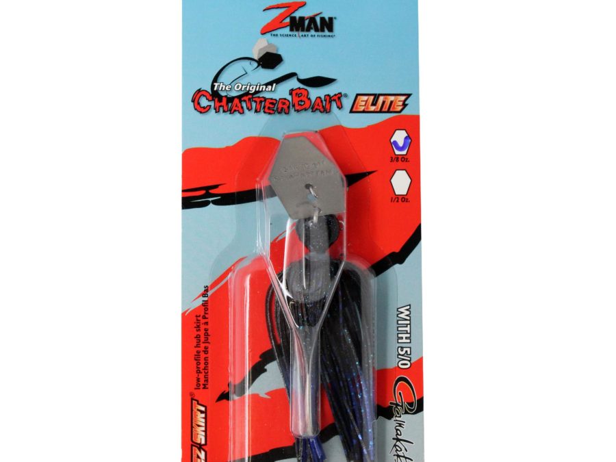 ChatterBait Elite Lures – 3-8 oz Weight, 5-0 Gamakatsu Hook, Black-Blue, Per 1
