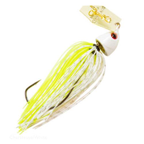 ChatterBait Freedom Lures – 1-2 oz Weight, 5-0 VMC X Long Wide Gap Hook, Chartreuse-White-Gold Blade, Per 1
