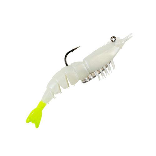Rigged EZ ShrimpZ – 3 1-2″ Length, Glow-Chartreuse Tail, Package of 2