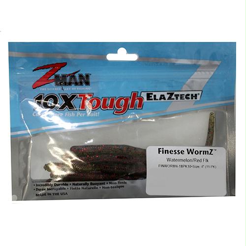 Finesse Wormz Lures – 4″ Length, Watermelon Red, Per 10
