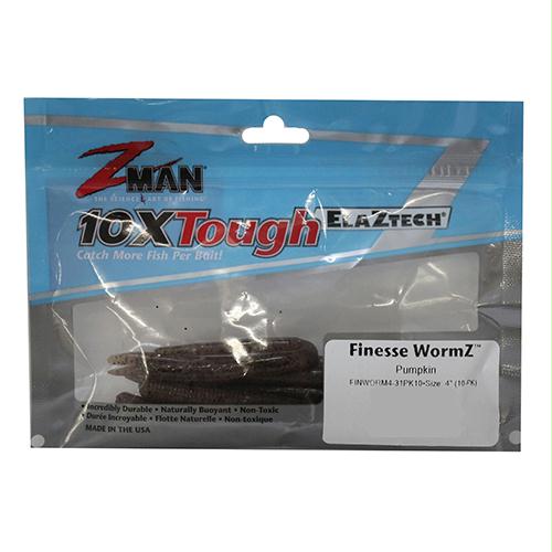 Finesse Wormz Lures – 4″ Length, Pumpkin, Per 10