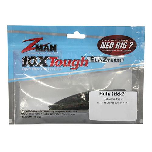 Hula Stickz Lures – 4″ Length, California Craw, Per 6