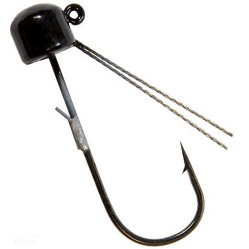 Power Finesse Shroomz Weedless Hooks – 1-5 oz Weight, 3-0 Hook, Black, Per 3