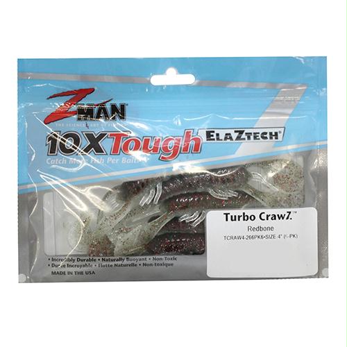Turbo Crawz Lures – 4″ Length, Red Bone, Per 6