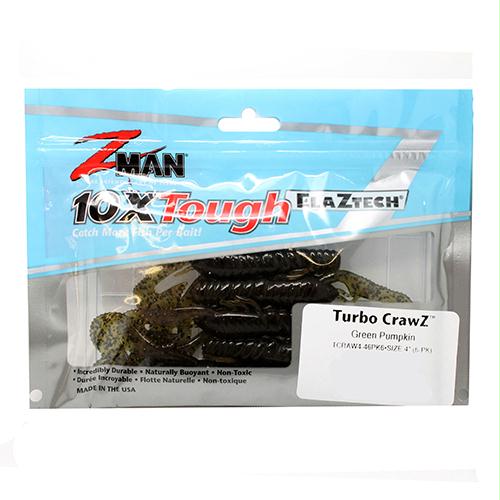 Turbo Crawz Lures – 4″ Length, Green Pumpkin, Per 6