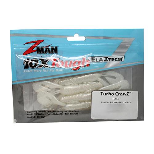 Turbo Crawz Lures – 4″ Length, Pearl, Per 6