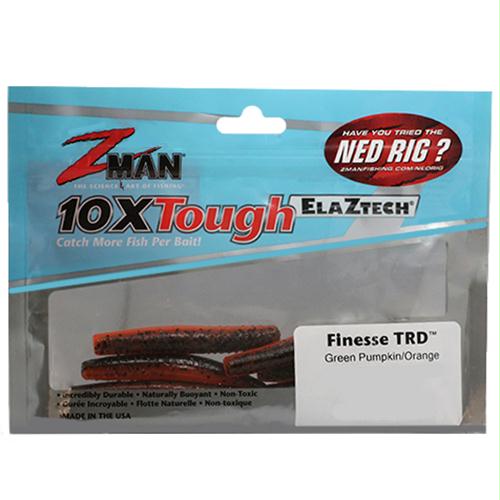 Finesse TRD Lures – 2 3-4″ Length, Green Pumpkin-Orange, Per 8