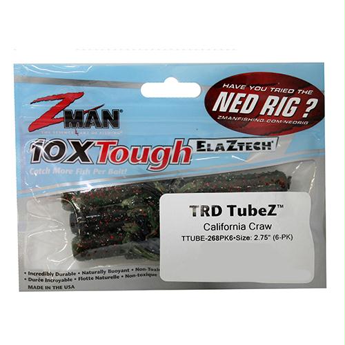 Esche Da Pesca Z-MAN TRD TubeZ – 2.75'' California Craw, Confezione Da 6 Con Ami Tournament Circle