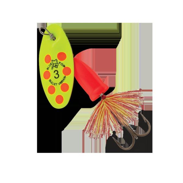 Vibrax Bullet Fly – 3 Blade Size, 3-8 oz, Fluorescent Yellow-Fluorescent Red, Package of 1