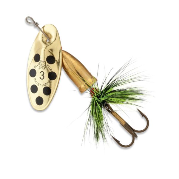 Vibrax Bullet Fly – 0 Blade Size, 1-8 oz, Gold-Fluorescent Yellow, Package of 1