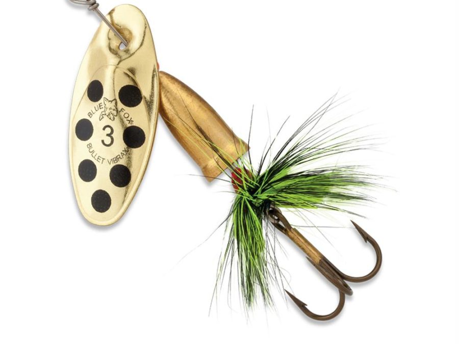 Vibrax Bullet Fly – 2 Blade Size, 1-4 oz, Gold-Black-Fluorescent Yellow, Package of 1