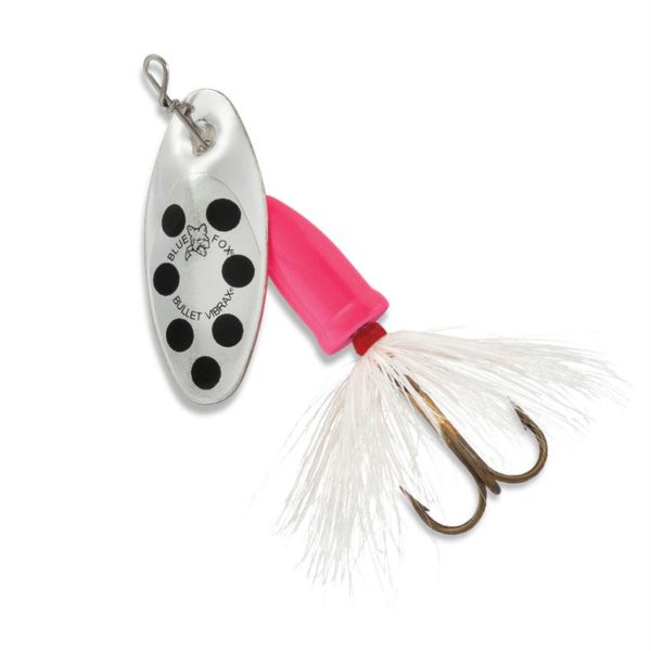 Vibrax Bullet Fly – 1 Blade Size, 3-16 oz, Silver-Hot Pink, Package of 1