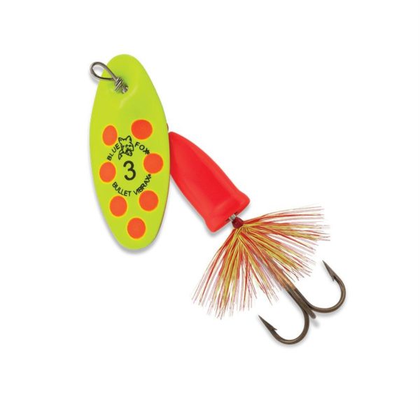 Vibrax Bullet Fly – 1 Blade Size, 3-16 oz, Fluorescent Yellow-Fluorescent Red, Package of 1