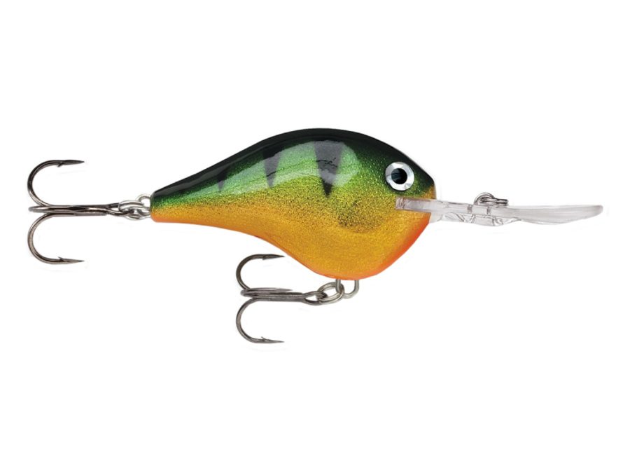 Dives-To Series Custom Ink Lure – Size 10,  2 1-4″ Length, 6′ Depth, 2 Number 4 Treble Hooks, Perch, Per 1