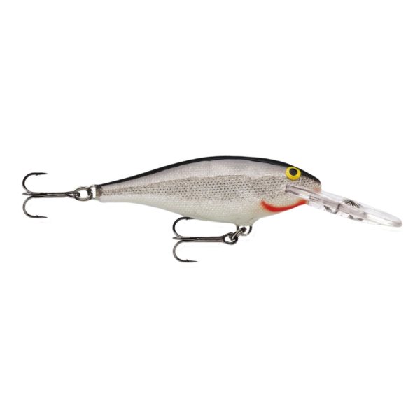 Shad Rap Lure – Size 05, 2″ Length, 4′-9′ Depth, 2 Number 8 Treble Hooks, Silver, Per 1