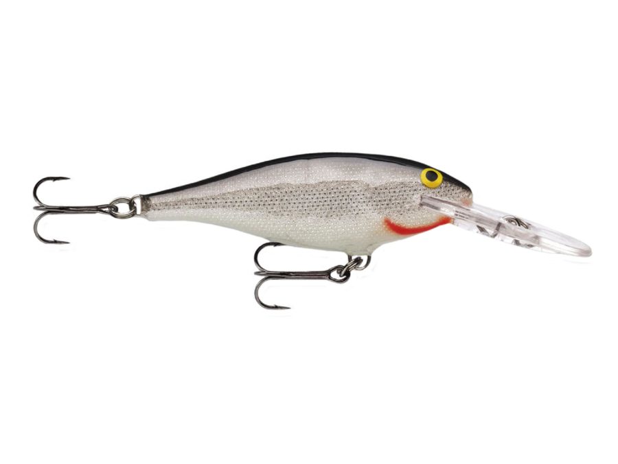 Shad Rap Lure – Size 05, 2″ Length, 4′-9′ Depth, 2 Number 8 Treble Hooks, Silver, Per 1