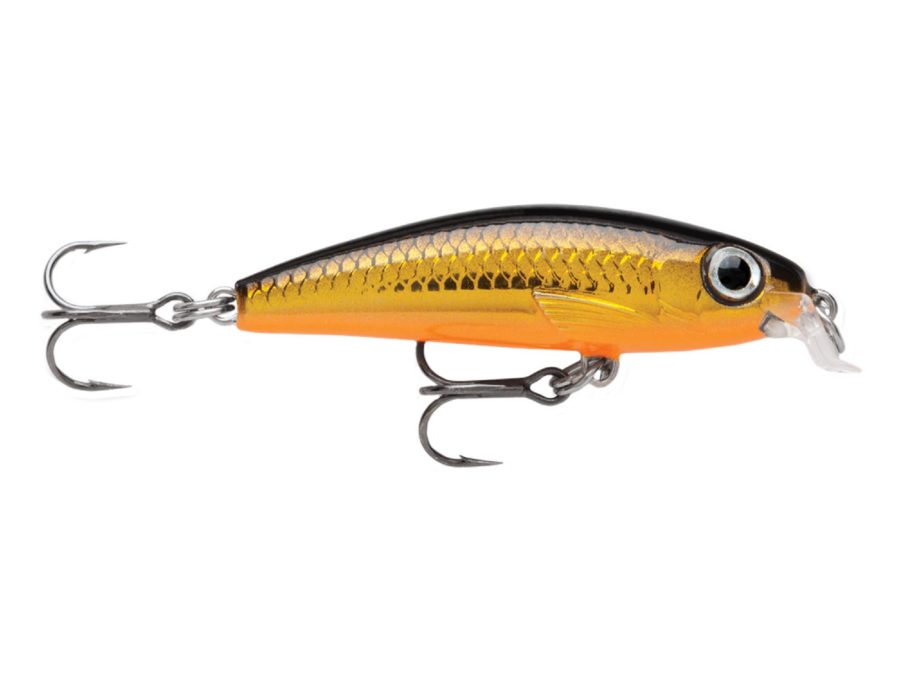 Ultra Light Minnow Lure – Size 06, 2 1-2″ Length, 2′-3′ Depth, 2 Number 8 Treble Hooks, Gold, Per 1
