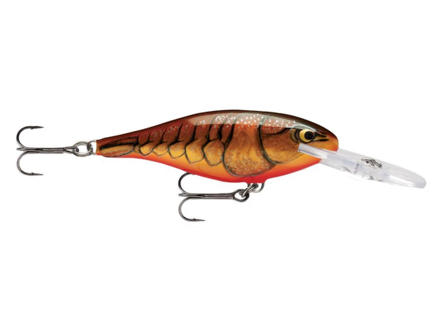 Shad Rap Lure – Size 05, 2″ Length, 4′-9′ Depth, 2 No 8 Treble Hooks, Dark Brown Crawdad, Per 1