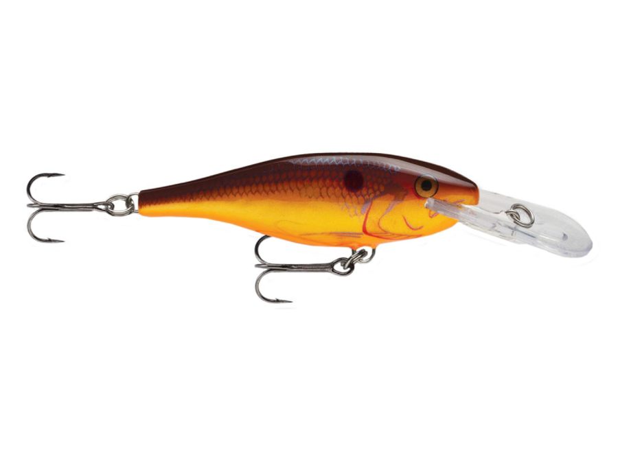 Shad Rap Lure – Size 05, 2″ Length, 4′-9′ Depth, 2 Number 8 Treble Hooks, Crawdad, Per 1